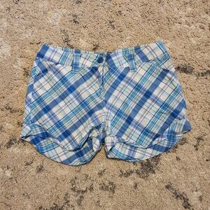 DG blue/white plaid cuffed shorts